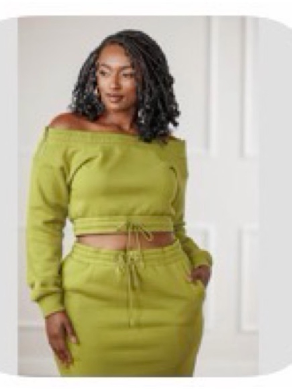 Citron Green Drawstring Waist Leisure Set- Women's Skirt / Women’s Top